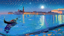 Venice and Spring River in a Floral Moon Night thumbnail